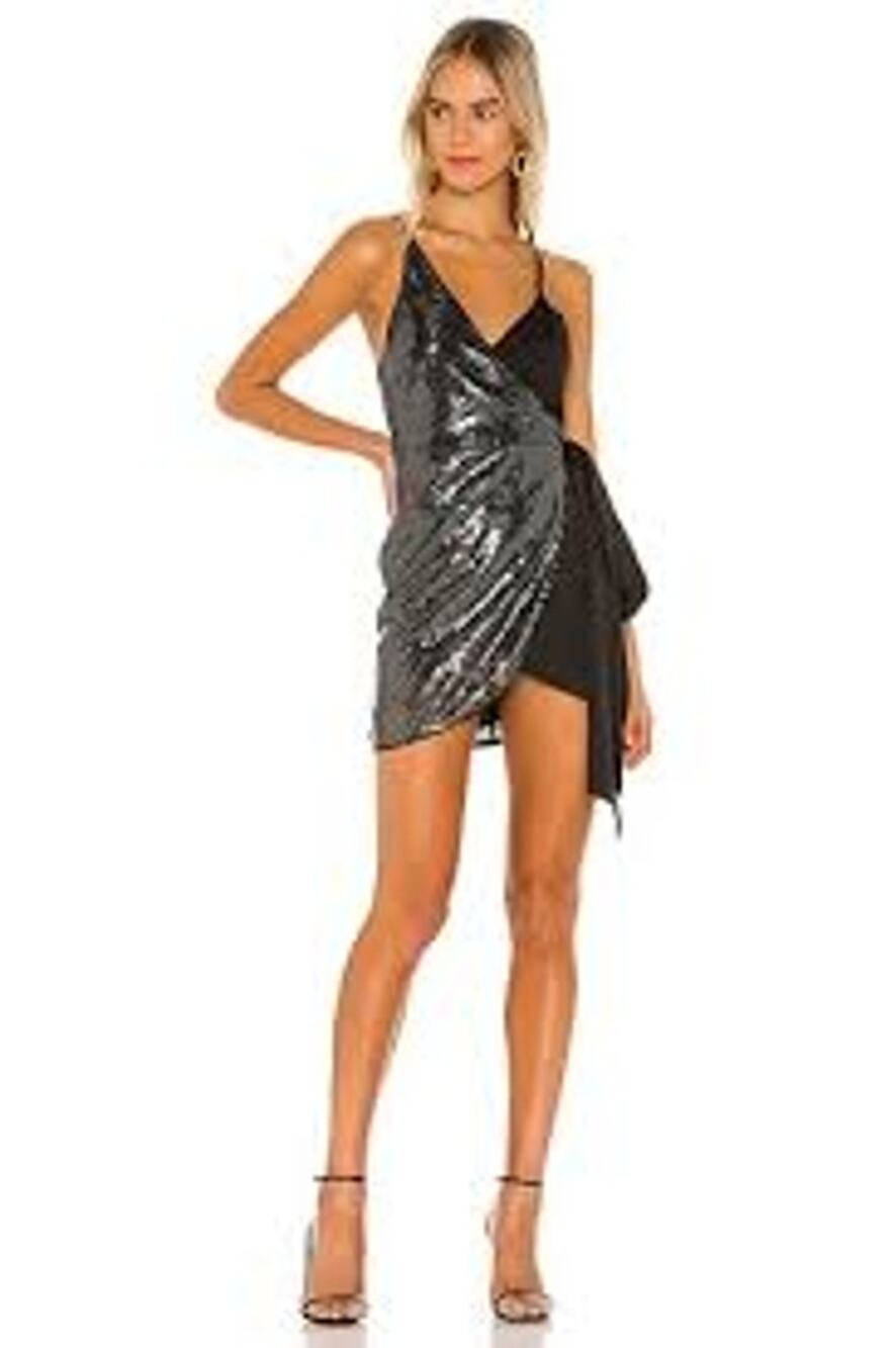 Revolve CAMILA COELHO Paulette Satin Mini Wrap Dress Sequins PARTY COCKTAIL XS